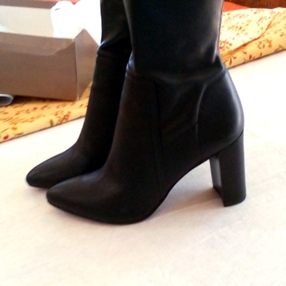 Leather Blk Boots Sz 8 - Picture 2 of 8